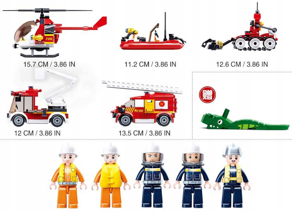 Straż Pożarna Zestaw Pojazdów FIRE Klocki 490 el. Sluban - Bambino.com.pl