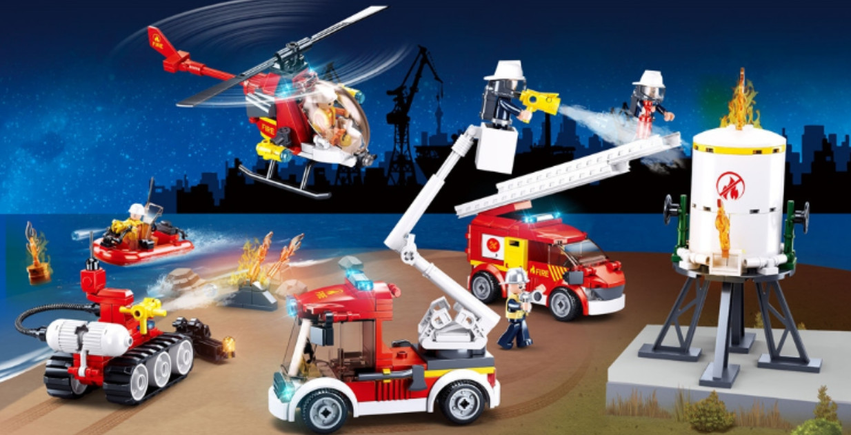 Straż Pożarna Zestaw Pojazdów FIRE Klocki 490 el. Sluban - Bambino.com.pl