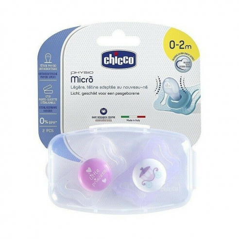 Chicco Smoczek Physio Micro 2 szt. silikonowy (0-2m+)