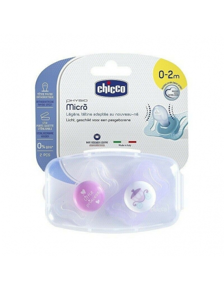 Chicco Smoczek Physio Micro 2 szt. silikonowy (0-2m+)