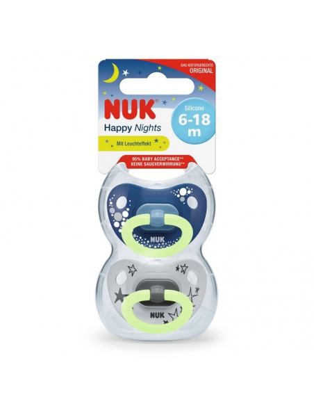 Nuk smoczek HAPPY NIGHTS uspokajający silikonowy