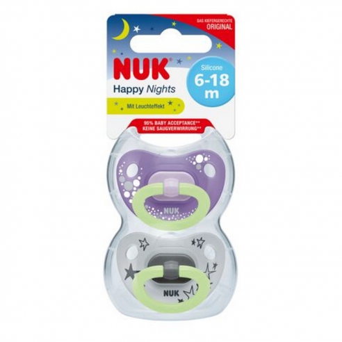 Nuk smoczek HAPPY NIGHTS uspokajający silikonowy