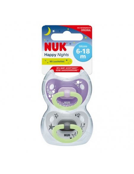 Nuk smoczek HAPPY NIGHTS uspokajający silikonowy