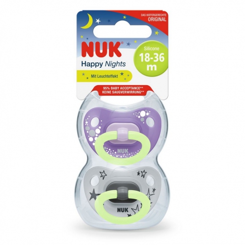 Nuk smoczek HAPPY NIGHTS uspokajający silikonowy