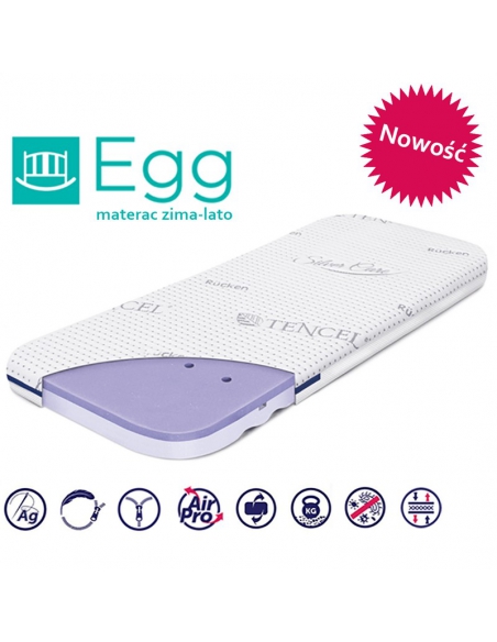 Rucken Materac Egg 75×37cm do Kołyski, Hug, Kosz Mojżesza