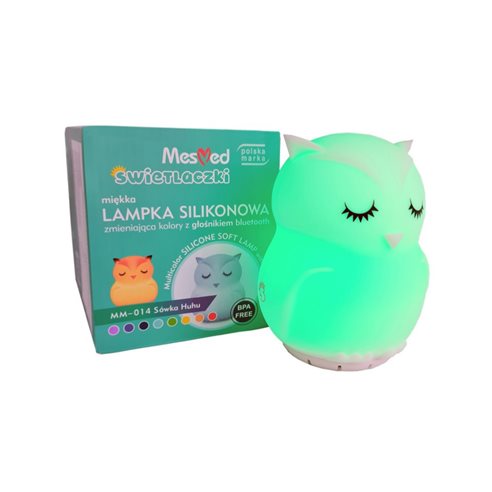 MesMed Świetlaczek Sówka Lampka Sylikonowa z Głośnikiem Bluetooth MM-014