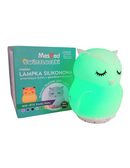 MesMed Świetlaczek Sówka Lampka Sylikonowa z Głośnikiem Bluetooth MM-014