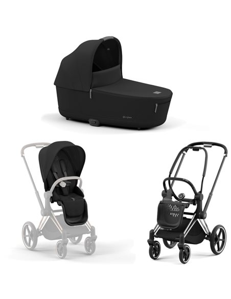 Cybex Priam 4.0 Wózek Głęboko-Spacerowy 2w1 Stelaż Chrom z czarnymi detalami