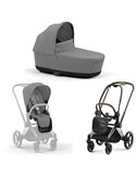 Cybex Priam 4.0 Wózek Głęboko-Spacerowy 2w1 Stelaż Chrom z brązowymi detalami