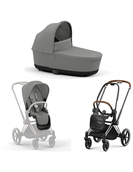 Cybex Priam 4.0 Wózek Głęboko-Spacerowy 2w1 Stelaż Chrom z brązowymi detalami