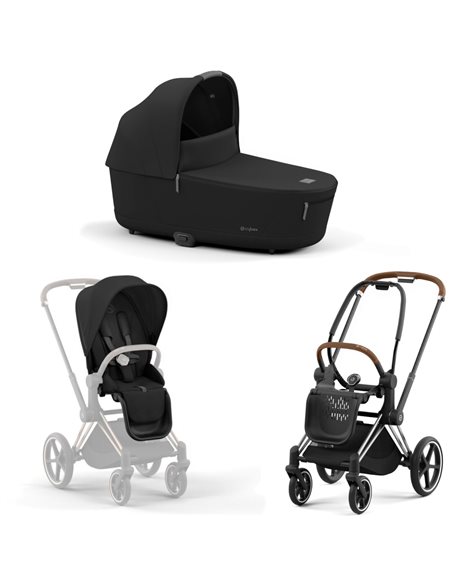 Cybex Priam 4.0 Wózek Głęboko-Spacerowy 2w1 Stelaż Chrom z brązowymi detalami