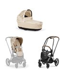 Cybex Priam 4.0 Wózek Głęboko-Spacerowy 2w1 Stelaż Chrom z brązowymi detalami