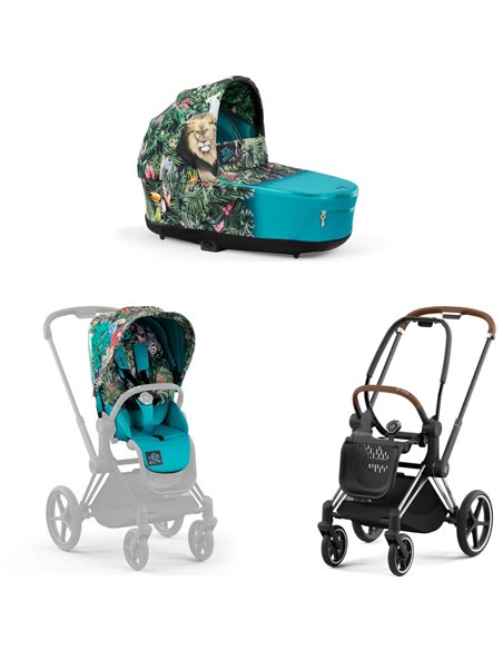 Cybex Priam 4.0 Wózek Głęboko-Spacerowy 2w1 Stelaż Chrom z brązowymi detalami