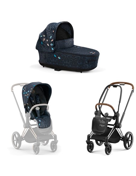 Cybex Priam 4.0 Wózek Głęboko-Spacerowy 2w1 Stelaż Chrom z brązowymi detalami