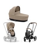 Cybex Priam 4.0 Wózek Głęboko-Spacerowy 2w1 Stelaż Chrom z brązowymi detalami