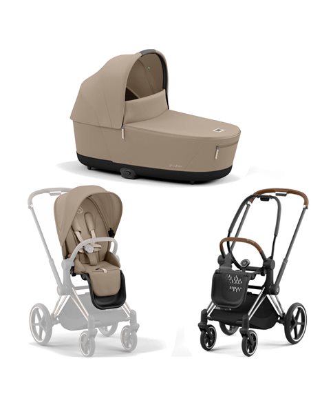 Cybex Priam 4.0 Wózek Głęboko-Spacerowy 2w1 Stelaż Chrom z brązowymi detalami