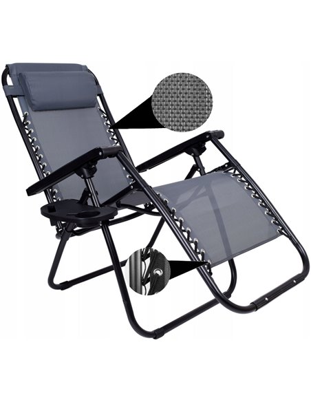 LEŻAK PLAŻOWY FOTEL OGRODOWY ZERO GRAVITY SKŁADANY KRZESŁO 2W1 PROGARDEN