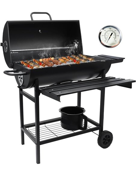 GRILL GRIL OGRODOWY WĘGLOWY POKRYWA POPIELNIK TERMOMETR DUŻY XXL PRZENOŚNY