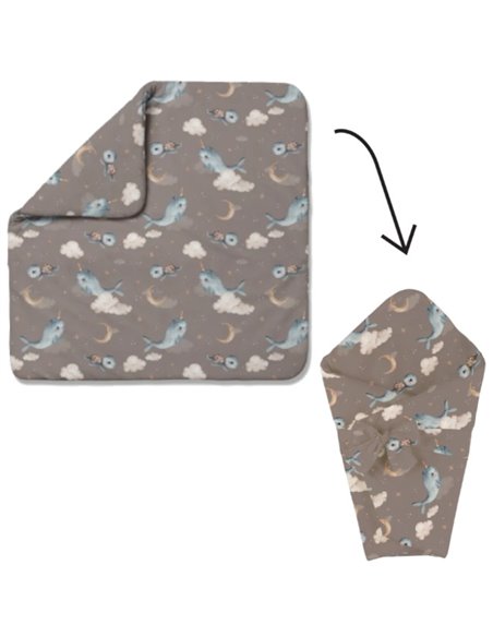 Waldin Bambusowa kołdra niemowlęca 75x75 z wstęgą do rożka