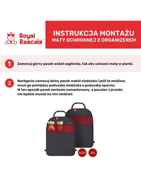 Royal Rascals Mata ochronna do samochodu z organizerem czarna 2 szt