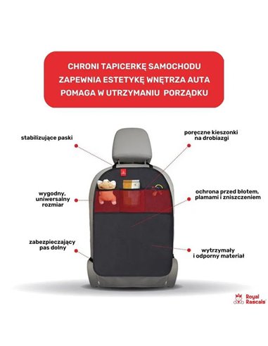 Royal Rascals Mata ochronna do samochodu z organizerem czarna 2 szt