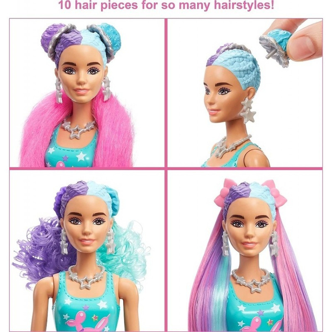 Barbie Color Reveal HBG41 modowa lalka z pieskiem i 25 niespodziankami, zmiana koloru w wodzie