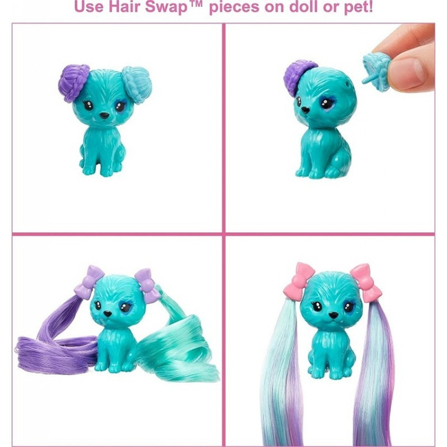 Barbie Color Reveal HBG41 modowa lalka z pieskiem i 25 niespodziankami, zmiana koloru w wodzie