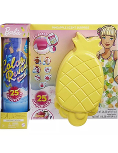 Barbie Color Reveal Lalka Piana Ananas – zestaw z 7 niespodziankami, seria Słodkie owoce