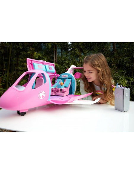 Barbie Samolot – różowy samolot dla lalek z otwieranym wnętrzem i 15 akcesoriami, 3+