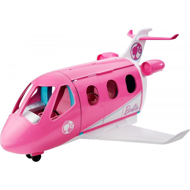 Barbie Samolot – różowy samolot dla lalek z otwieranym wnętrzem i 15 akcesoriami, 3+