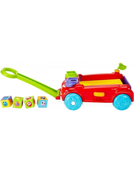 Fisher-Price Ruchome Klocki Rozkołysana Przyczepka – czerwona przyczepka do ciągnięcia z melodią i 4 klockami