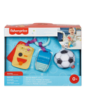 Fisher-Price Piłkarski Zestaw Maluszka – 3 zabawki dla niemowląt: piłeczka z dzwoneczkiem, kartki i gryzak-gwizdek, 0m+