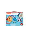 Fisher-Price Piłkarski Zestaw Maluszka – 3 zabawki dla niemowląt: piłeczka z dzwoneczkiem, kartki i gryzak-gwizdek, 0m+