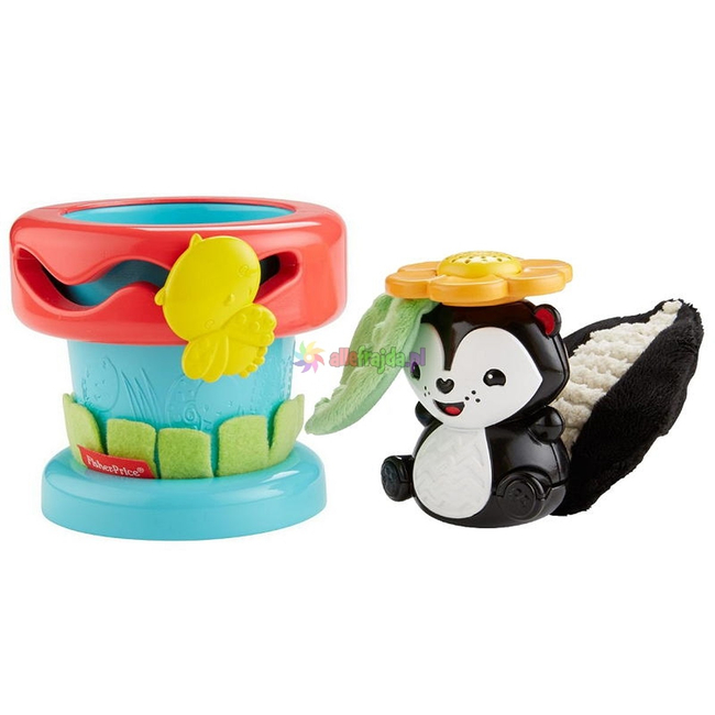 Fisher-Price Doniczka A kuku – sensoryczna zabawka z ruchomym skunksem, 3m+