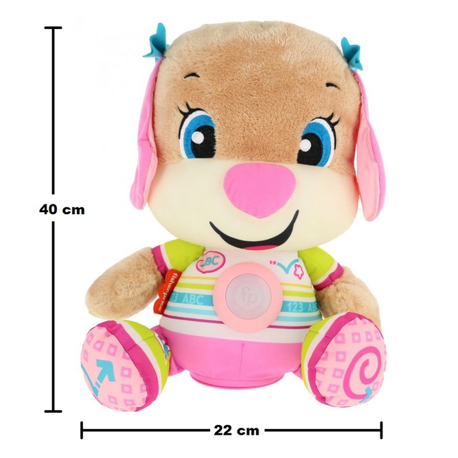 Fisher-Price Ucz się i Śmiej Wielka Siostrzyczka Szczeniaczka – pluszowa zabawka interaktywna, mówi po polsku, 18m+