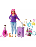 Barbie Daisy w podróży – lalka z kotkiem, walizką, gitarą i akcesoriami podróżnymi, 3+