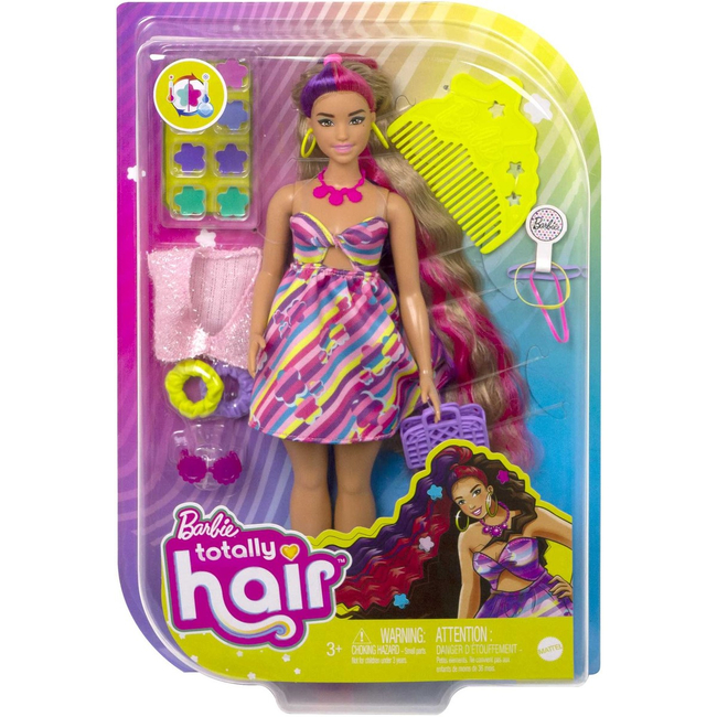 Barbie Totally Hair Lalka z długimi włosami – zestaw z ponad 15 akcesoriami do stylizacji, 3+