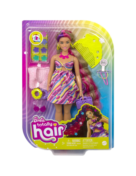 Barbie Totally Hair Lalka z długimi włosami – zestaw z ponad 15 akcesoriami do stylizacji, 3+