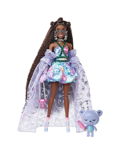 Barbie Extra Fancy Lalka Teddy Bear Look – z figurką misia i akcesoriami, 29 cm, 3+