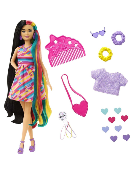 Barbie Totally Hair Lalka z długimi włosami – 21,5 cm włosów do stylizacji i ponad 15 akcesoriów, 3+