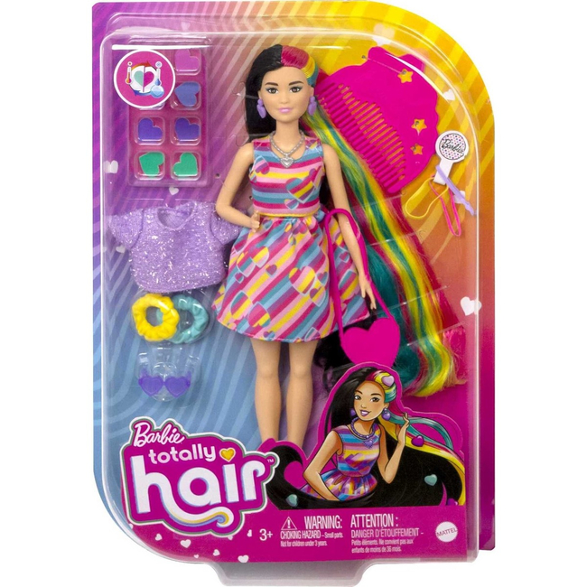 Barbie Totally Hair Lalka z długimi włosami – 21,5 cm włosów do stylizacji i ponad 15 akcesoriów, 3+