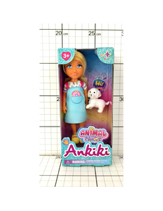 Ankiki Animal Party Lalka mini z pieskiem – laleczka w sukience z figurką pupila, pudełko 17 cm, 3+