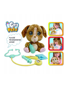 Cry Pets Pluszowy piesek u weterynarza – płacze prawdziwymi łzami, z butelką, stetoskopem i strzykawką, 3+